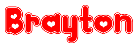 The image displays the word Brayton written in a stylized red font with hearts inside the letters.