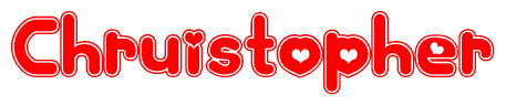 The image displays the word Chruistopher written in a stylized red font with hearts inside the letters.