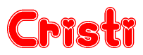The image displays the word Cristi written in a stylized red font with hearts inside the letters.