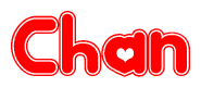 Red and White Chan Word with Heart Design