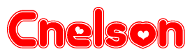   The image displays the word Cnelson written in a stylized red font with hearts inside the letters. 