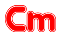 The image displays the word Cm written in a stylized red font with hearts inside the letters.