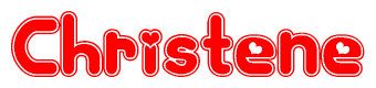 The image is a clipart featuring the word Christene written in a stylized font with a heart shape replacing inserted into the center of each letter. The color scheme of the text and hearts is red with a light outline.