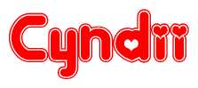 Red and White Cyndii Word with Heart Design