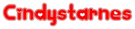 The image displays the word Cindystarnes written in a stylized red font with hearts inside the letters.