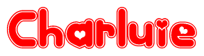 The image displays the word Charluie written in a stylized red font with hearts inside the letters.