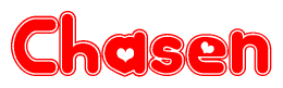 The image displays the word Chasen written in a stylized red font with hearts inside the letters.