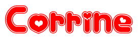 The image displays the word Corrine written in a stylized red font with hearts inside the letters.