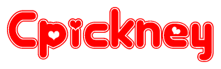 The image is a clipart featuring the word Cpickney written in a stylized font with a heart shape replacing inserted into the center of each letter. The color scheme of the text and hearts is red with a light outline.