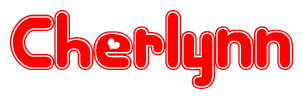 The image is a clipart featuring the word Cherlynn written in a stylized font with a heart shape replacing inserted into the center of each letter. The color scheme of the text and hearts is red with a light outline.