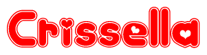 The image displays the word Crissella written in a stylized red font with hearts inside the letters.