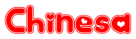 The image displays the word Chinesa written in a stylized red font with hearts inside the letters.
