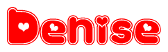 The image displays the word Denise written in a stylized red font with hearts inside the letters.