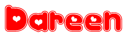   The image displays the word Dareen written in a stylized red font with hearts inside the letters. 