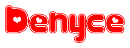 The image displays the word Denyce written in a stylized red font with hearts inside the letters.