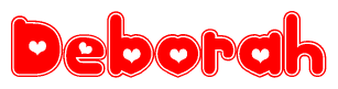The image displays the word Deborah written in a stylized red font with hearts inside the letters.