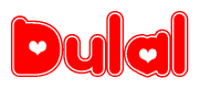 The image displays the word Dulal written in a stylized red font with hearts inside the letters.
