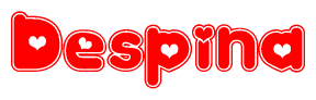 The image displays the word Despina written in a stylized red font with hearts inside the letters.