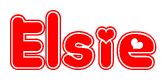 The image is a clipart featuring the word Elsie written in a stylized font with a heart shape replacing inserted into the center of each letter. The color scheme of the text and hearts is red with a light outline.