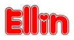 The image displays the word Ellin written in a stylized red font with hearts inside the letters.