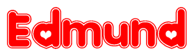 The image displays the word Edmund written in a stylized red font with hearts inside the letters.