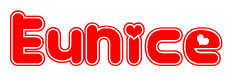 The image displays the word Eunice written in a stylized red font with hearts inside the letters.