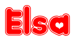 The image is a clipart featuring the word Elsa written in a stylized font with a heart shape replacing inserted into the center of each letter. The color scheme of the text and hearts is red with a light outline.