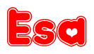 The image displays the word Esa written in a stylized red font with hearts inside the letters.