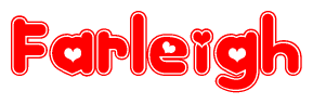 The image displays the word Farleigh written in a stylized red font with hearts inside the letters.