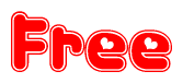 The image displays the word Free written in a stylized red font with hearts inside the letters.