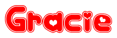 The image displays the word Gracie written in a stylized red font with hearts inside the letters.
