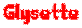 The image is a clipart featuring the word Glysette written in a stylized font with a heart shape replacing inserted into the center of each letter. The color scheme of the text and hearts is red with a light outline.