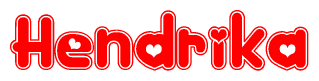 The image is a clipart featuring the word Hendrika written in a stylized font with a heart shape replacing inserted into the center of each letter. The color scheme of the text and hearts is red with a light outline.