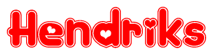 The image displays the word Hendriks written in a stylized red font with hearts inside the letters.