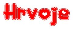 The image displays the word Hrvoje written in a stylized red font with hearts inside the letters.