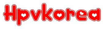 The image displays the word Hpvkorea written in a stylized red font with hearts inside the letters.
