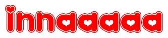 The image displays the word Innaaaaa written in a stylized red font with hearts inside the letters.