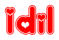 The image displays the word Idil written in a stylized red font with hearts inside the letters.