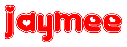 The image displays the word Jaymee written in a stylized red font with hearts inside the letters.