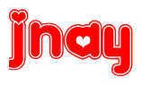 The image displays the word Jnay written in a stylized red font with hearts inside the letters.