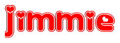 The image displays the word Jimmie written in a stylized red font with hearts inside the letters.