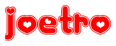 The image displays the word Joetro written in a stylized red font with hearts inside the letters.