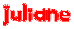 The image displays the word Juliane written in a stylized red font with hearts inside the letters.