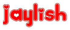 The image displays the word Jaylish written in a stylized red font with hearts inside the letters.