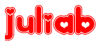 Red and White Juliab Word with Heart Design