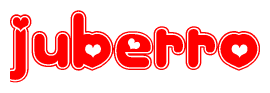 The image displays the word Juberro written in a stylized red font with hearts inside the letters.