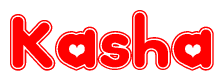 The image displays the word Kasha written in a stylized red font with hearts inside the letters.
