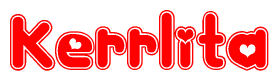 The image displays the word Kerrlita written in a stylized red font with hearts inside the letters.