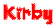 The image displays the word Kirby written in a stylized red font with hearts inside the letters.