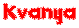 The image displays the word Kvanya written in a stylized red font with hearts inside the letters.